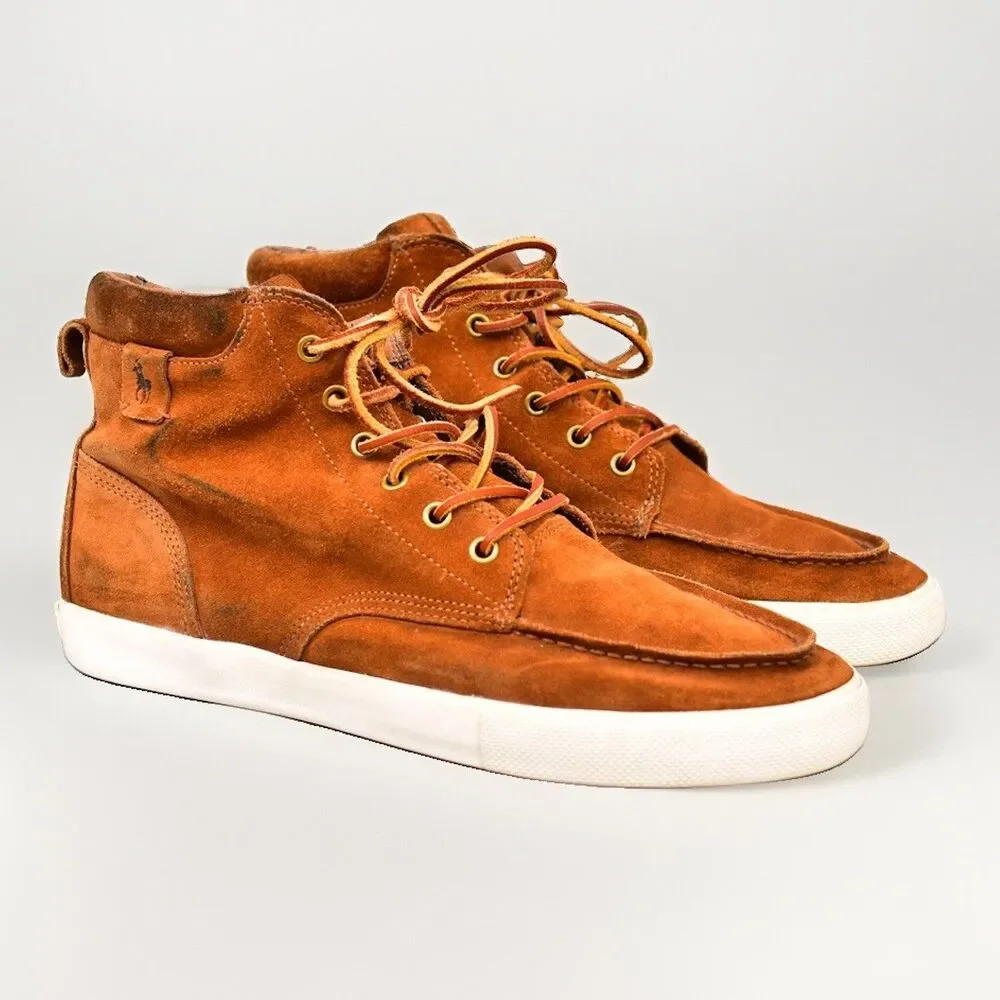 Polo Ralph Lauren Tedd Chukka Boots Leather Mens 10.5 Brown Casual Hi Lace Shoe